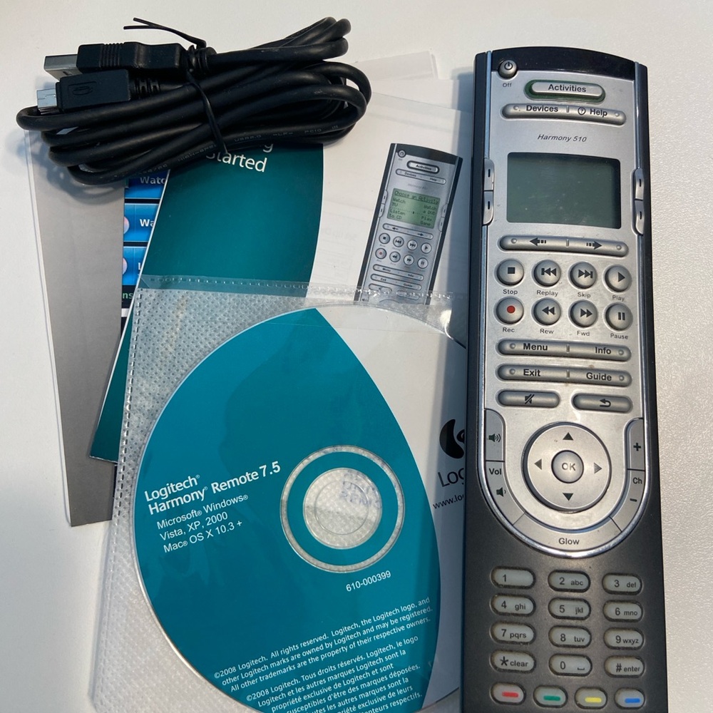 Logitech Harmony 510 Remote with USB Cable and Guide